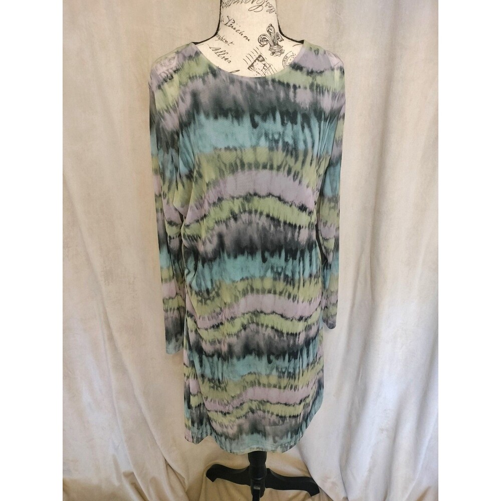NWOT! Primark Long Sleeve Tie Dye Print Ruched Mesh Dress. Size XL